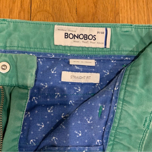 Bonobos Green Straight Fit Washed Chinos 31/32 - Picture 2 of 6